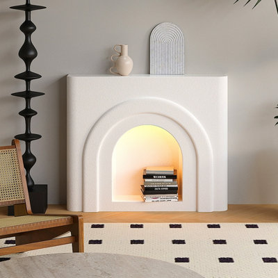 White Manufactured Wood Freestanding Fireplace