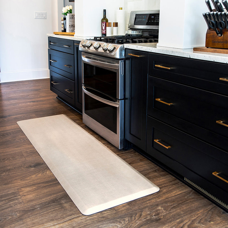 Happy Feet Linen Sand 22 in. x 72 in. Anti-Fatigue Kitchen Mat, Runner 1'10" x 6', Tan/Cream
