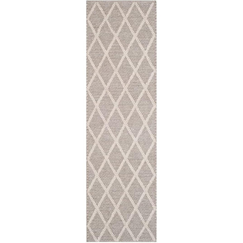 Russo Hand Woven Wool/Viscose Geometric Rug in Gray, Runner 2'3" x 10'