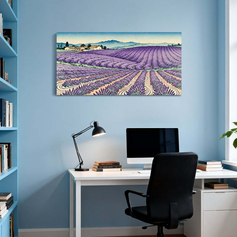 Paysage et nature champs de lavande Rolling Hills Farmhouse Mountains, H 16 po x l 32 po