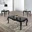 26,5 po. Table de bout rectangulaire noire en bois avec détails sculptés et pieds en cabriole