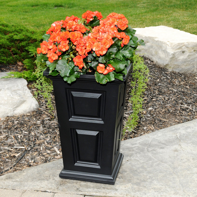 Siriana Self-Watering Resin Pot Planter, Black, Set of 1