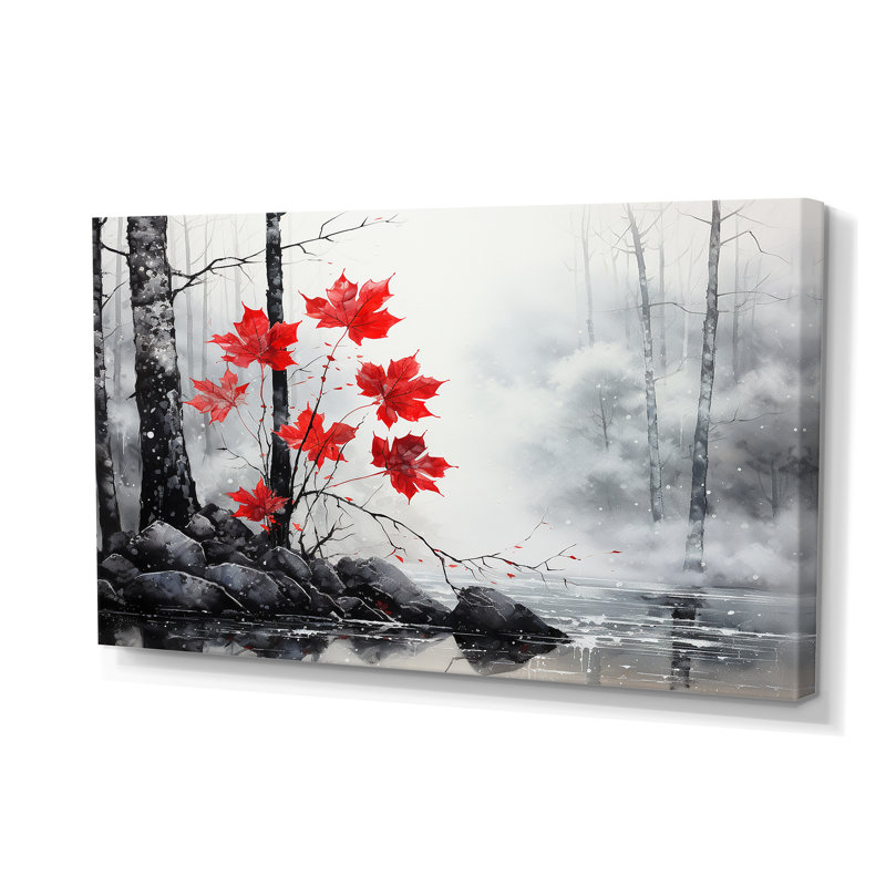 Minimalist Monochrome Red Forest II - Forest Wall Decor