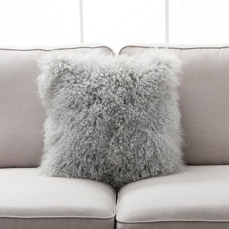 Housse et insert de coussin carré Mongolian, Gris clair, Housse de coussin seulement - sans coussin