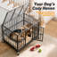 Meuble de 42 po en métal robuste avec roulettes verrouillables, cage intérieure pour chien avec plateau amovible et double porte, chenil pour chiens de grande taille-936252852-933074098