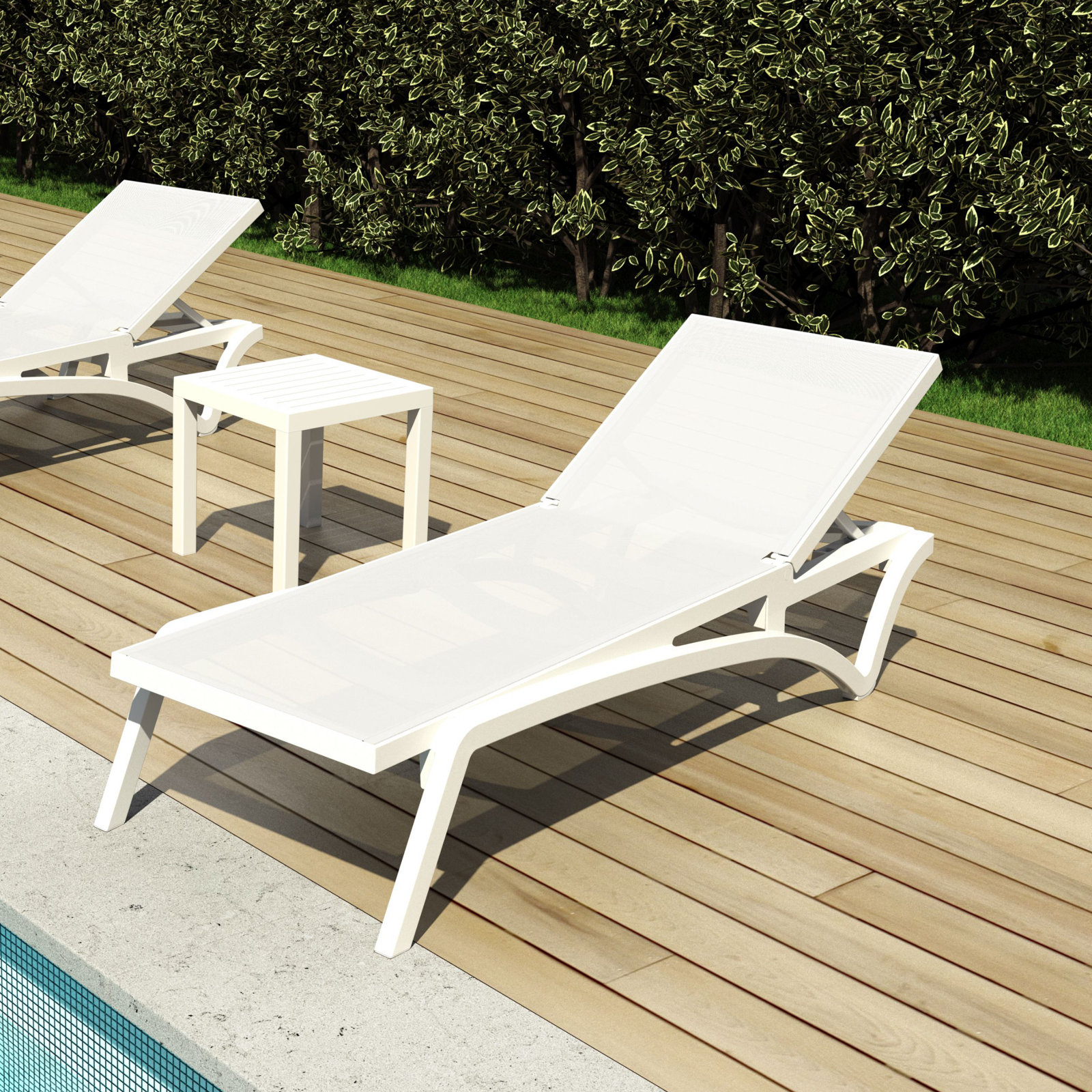 Estes 27" Patio Chaise Lounge, White
