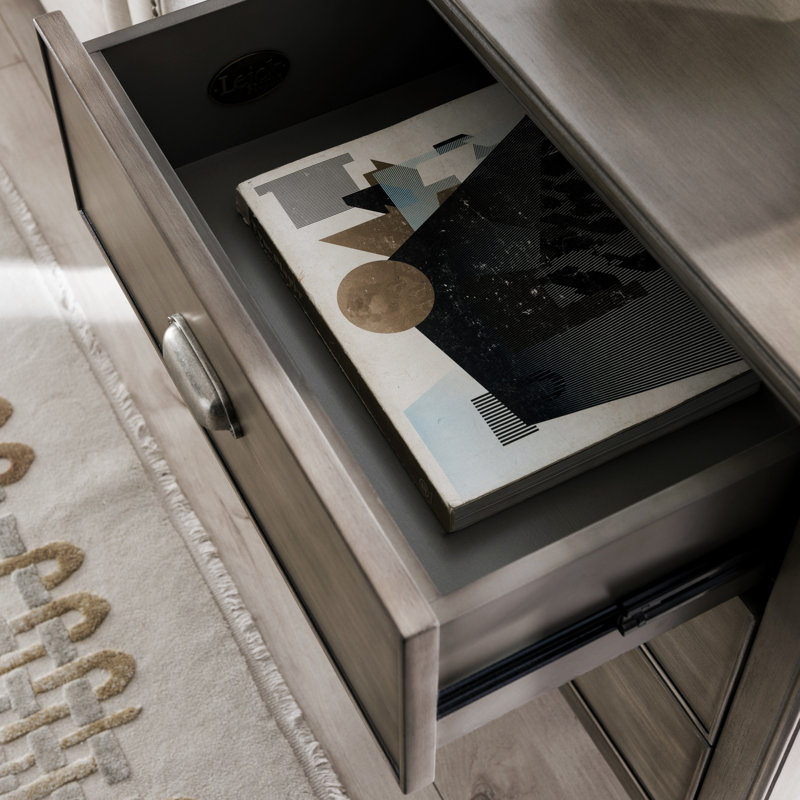 Laurent Nightstand with Drawer, Door with USB-C Fast Charging Station and AC/USB Outlet, Smoke Gray, Set of 2