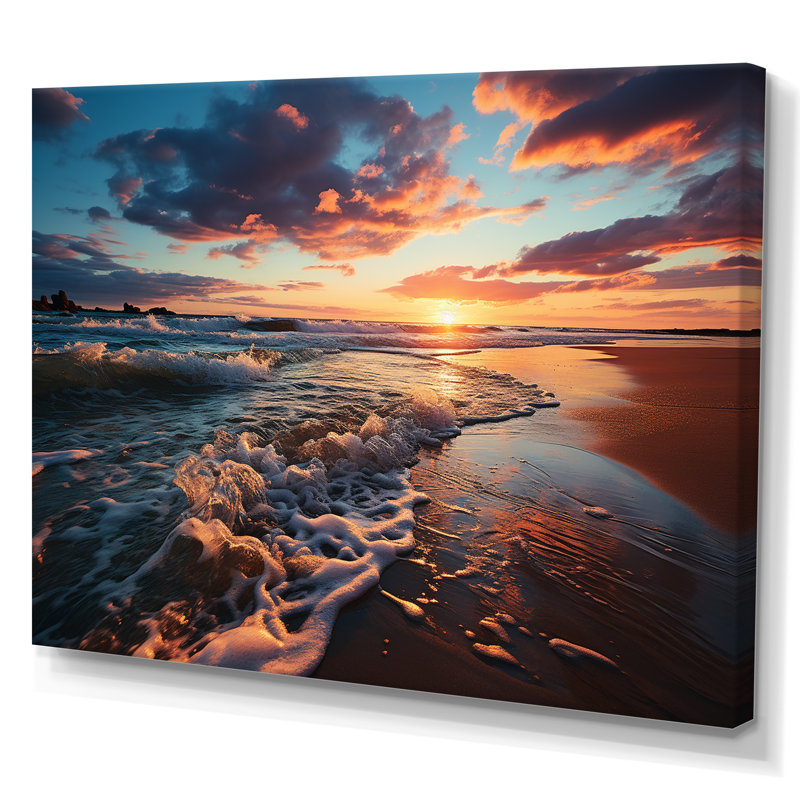 Coucher de soleil à l'horizon II, H 30 po x l 40 po x P 1,5 po, Toile tendue