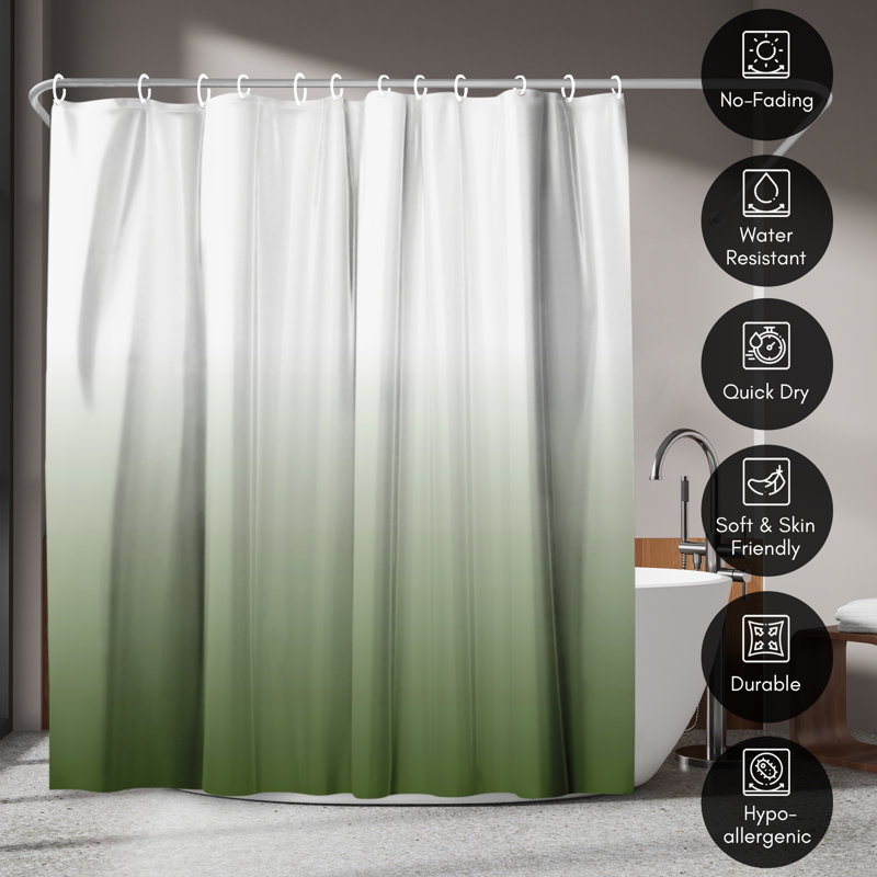 Rideau de douche 71 x 74 vert sauge dégradé - 100% polyester, Vert sauge