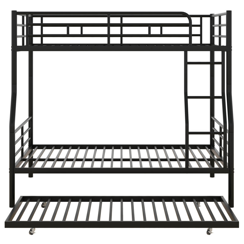 Aloah Full XL Over Queen Metal Bunk Bed with Trundle, Black