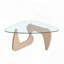 Table basse Mid-Century moderne en verre avec base en chêne massif - brun noyer-211152589-211152590-211152591