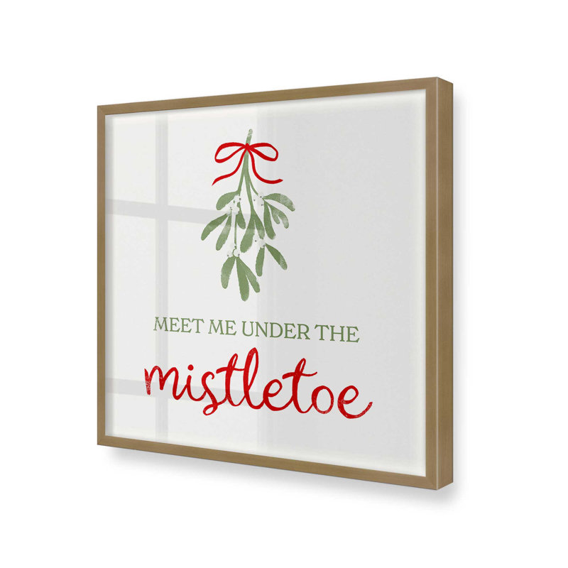 Festive Mistletoe I Print, Cadre simple en or brossé, bois massif, H 21,75 po x l 21,75 po