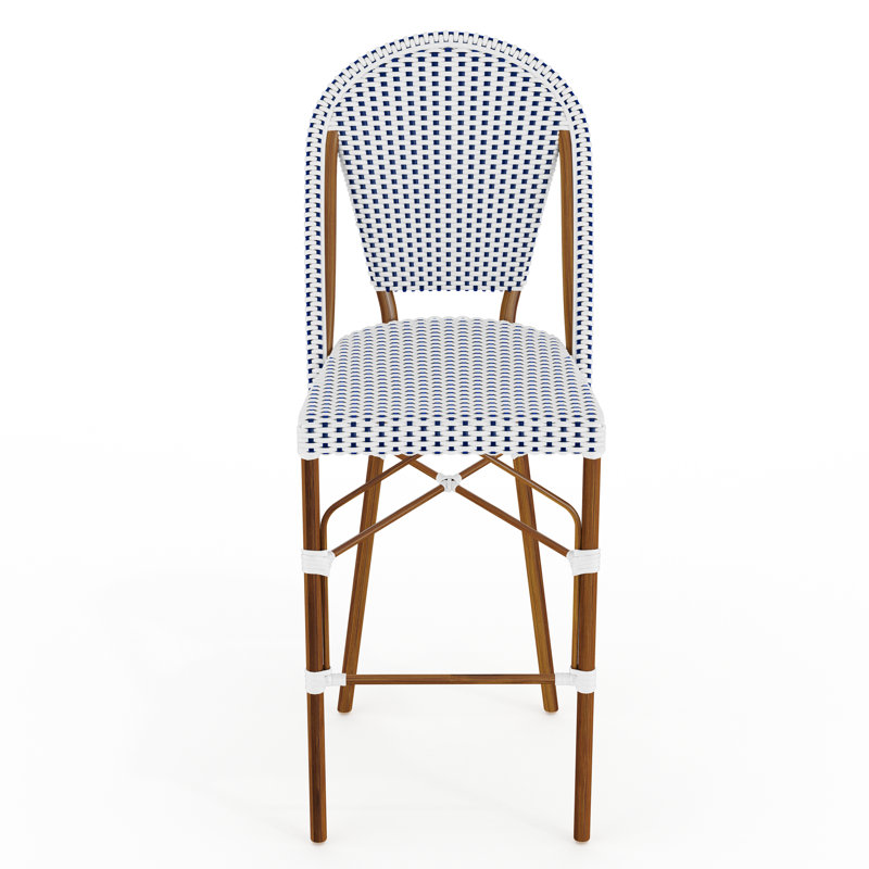 Tabouret de bar Martha Stewart, Bleu marine/blanc, Bois naturel, Tabouret de bar (siège d'une hauteur de 30 po)