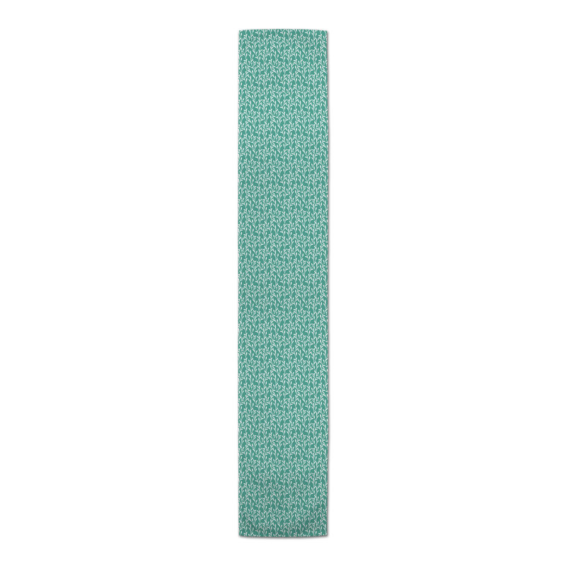 Vines Outdoor Table Runner Floral, 72" x 16", Teal