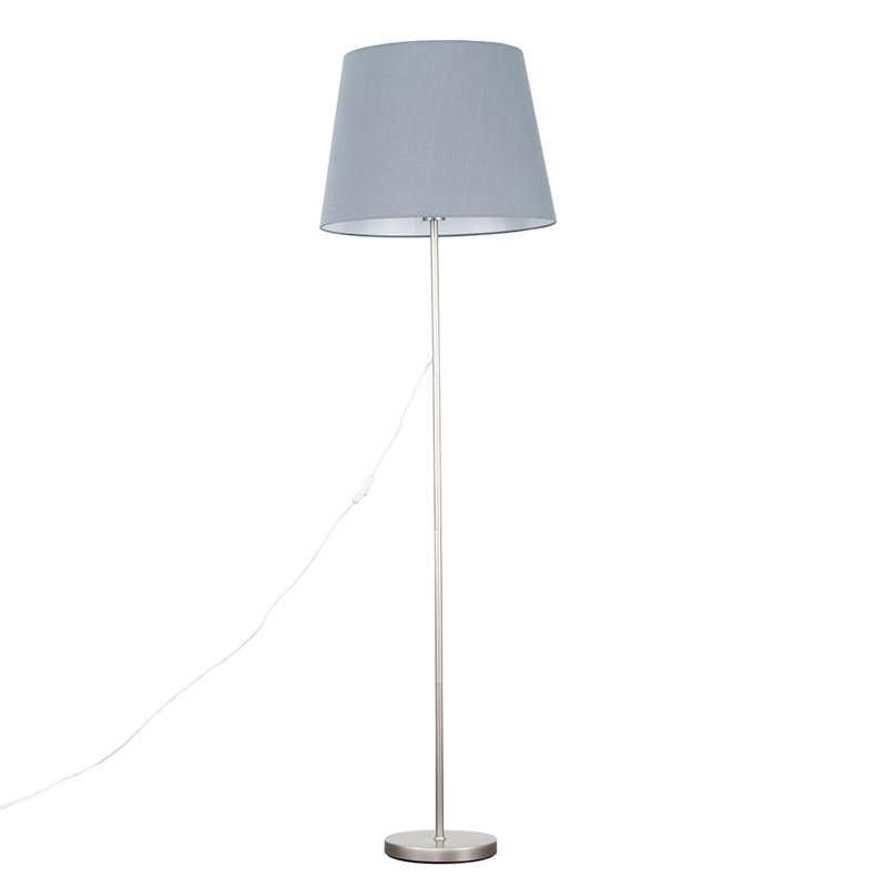 Bekbele 158cm Traditional Floor Lamp, Grey, Brushed Chrome, Yes