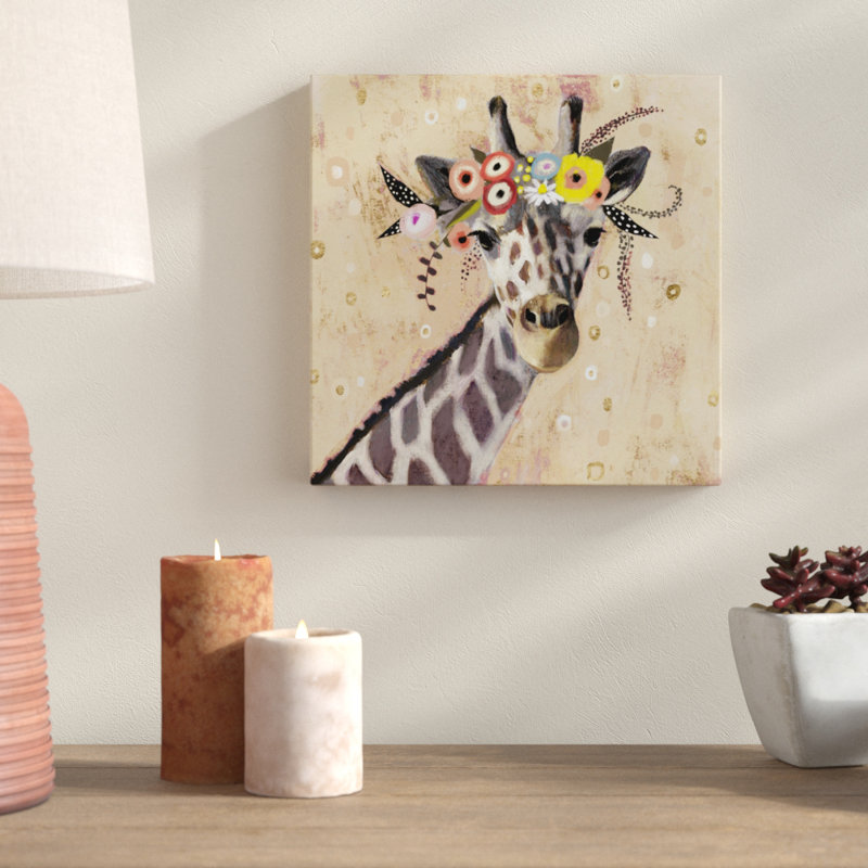 «Klimt Giraffe II», peinture sur toile, H 12 po x l 12 po, Toile tendue