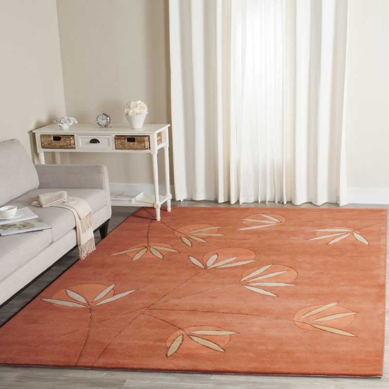 Tapis floral en laine touffeté à la main Soho, Rectangle 7 pi 6 po x 9 pi 6 po