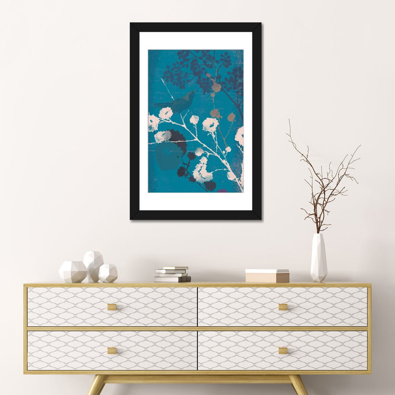 « oiseau i », impression sur toile, Papier d'art encadré noir, Blanc, H 24 po x l 16 po x P 1 po