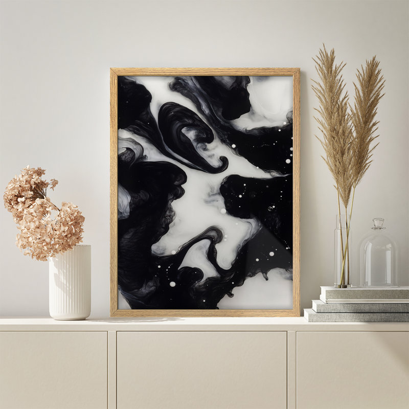 Reproduction d'art encadrée abstraite pour décoration intérieure moderne, H 14 po x l 11 po, Naturel