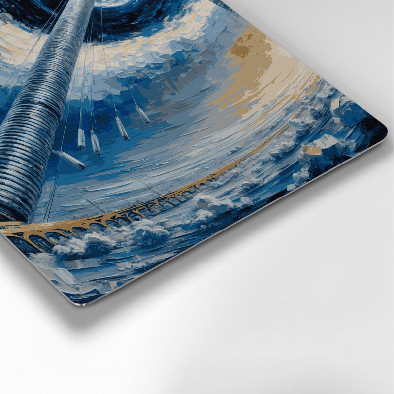 Art mural en métal bleu, H 32 po x l 32 po x P 0,05 po