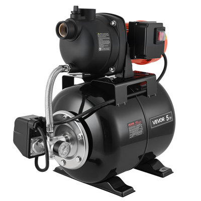 1.1 HP Shallow Well Pump with Pressure Tank, 120V 1320 GPH, Plastic Irrigation Jet Pump with 5-Gal Tank, Automatic Water Booster Transfer System, 20/40 PSI Pressure Switch, for Home Garden Lawn