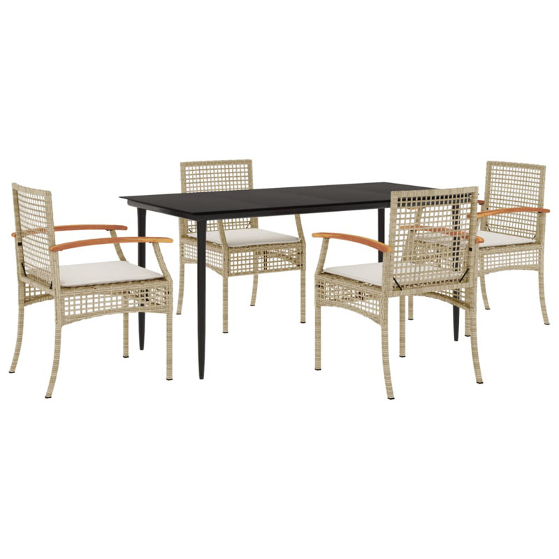 Ensemble de salle à manger avec coussins en rotin Latitude Run® Latitude Run®, Beige / Beige, H 29,1 po x l 31,5 po x L 63 po