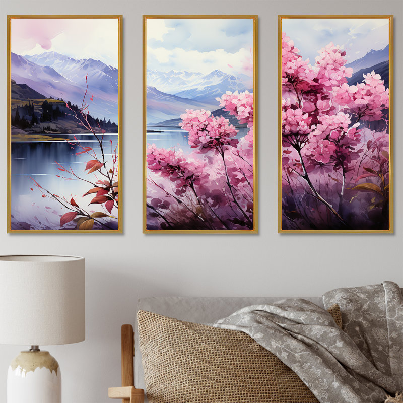 Ensemble de salon Lilacs Charm Volanco Delight I - Lilas, Cadre flottant doré, H 28 po x l 36 po x P 1 po