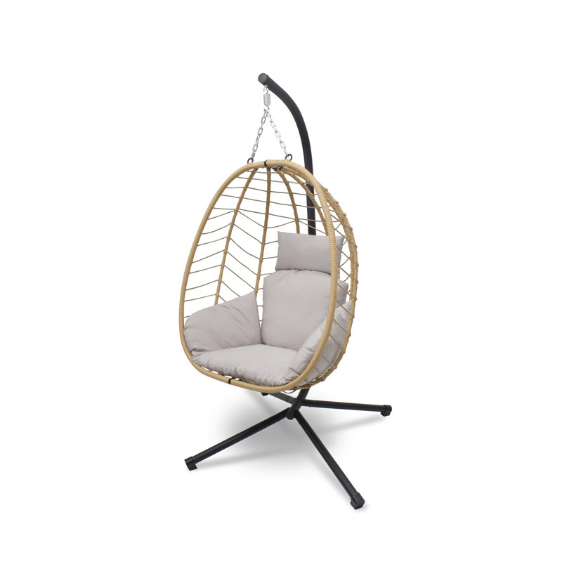 Yampa 1 Person Swing Chair with Stand, Gold/White