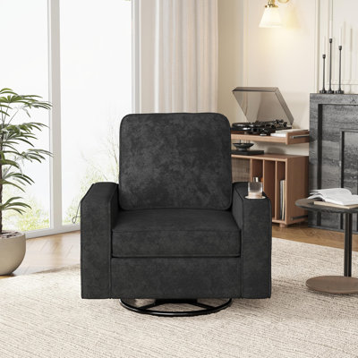 Chaise d'appoint pivotante carrée avec accoudoirs larges