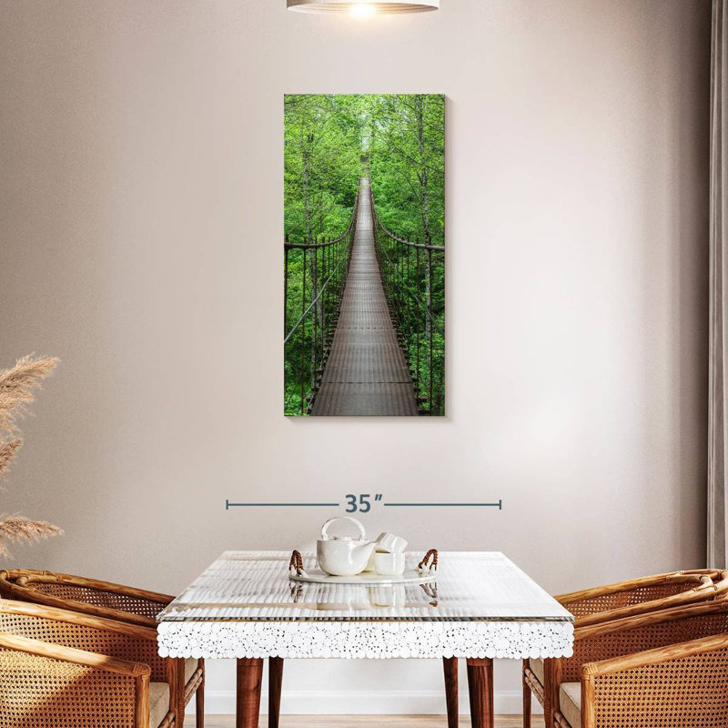 Pont dans la forêt, H 42 po x l 21 po