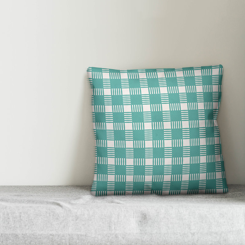 Coussin Plaid, 20 po x 20 po, Bleu, Intérieur