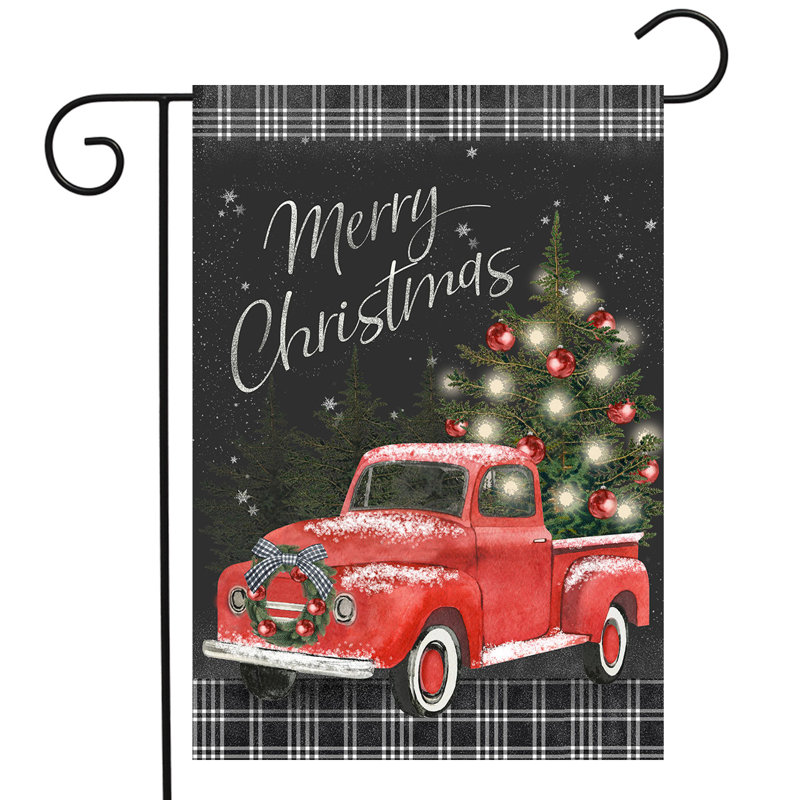 Drapeau de jardin classique, Rouge / noir de Noël