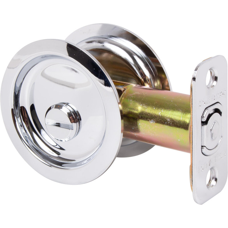 Serrure ronde pour porte escamotable, Chrome poli