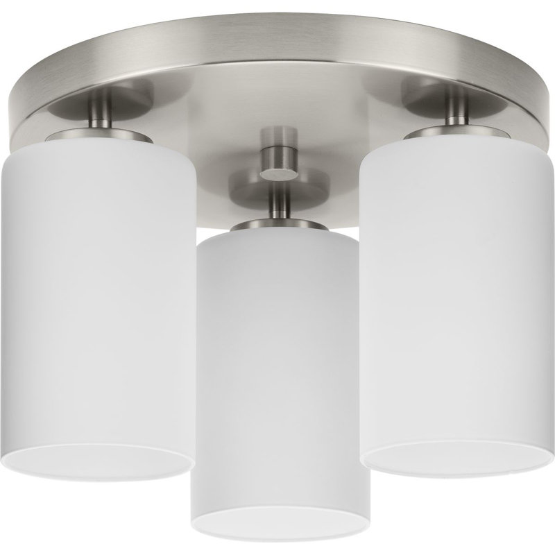 Bromwich Glass Flush Mount, Brushed Nickel, Etched White