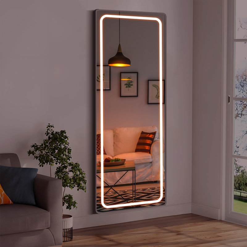 Dimmable LED Full Length Mirror with Aluminum Alloy Frame , 64" x 21"