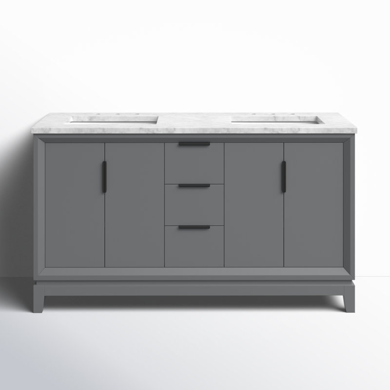 Elizabeth 60" Double Bathroom Vanity Set with Mirror, Cashmere Gray, Standard