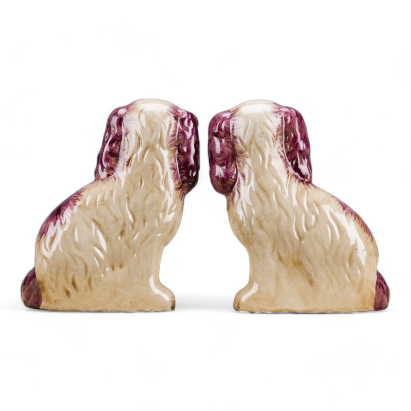 Porcelain Staffordshire Dog Figurines Pair, Red