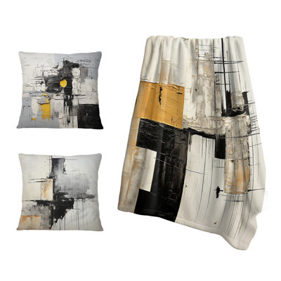 Ensemble de couverture et oreiller en molleton beige et noir Divine Simplicity IV