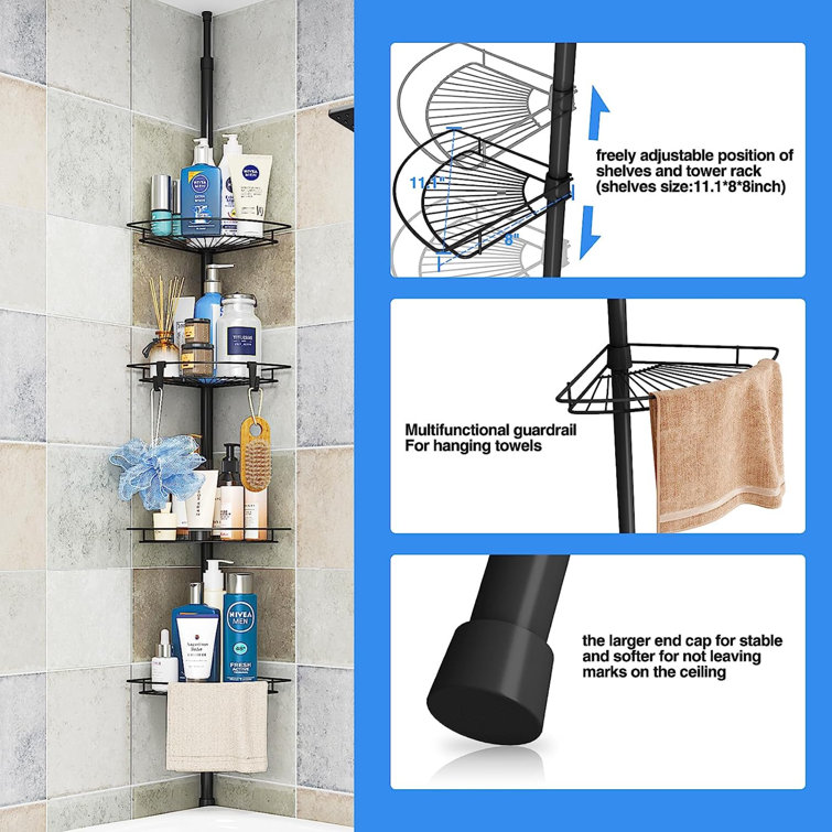 Rebrilliant Lylianna Tension Pole Stainless Steel Shower Caddy