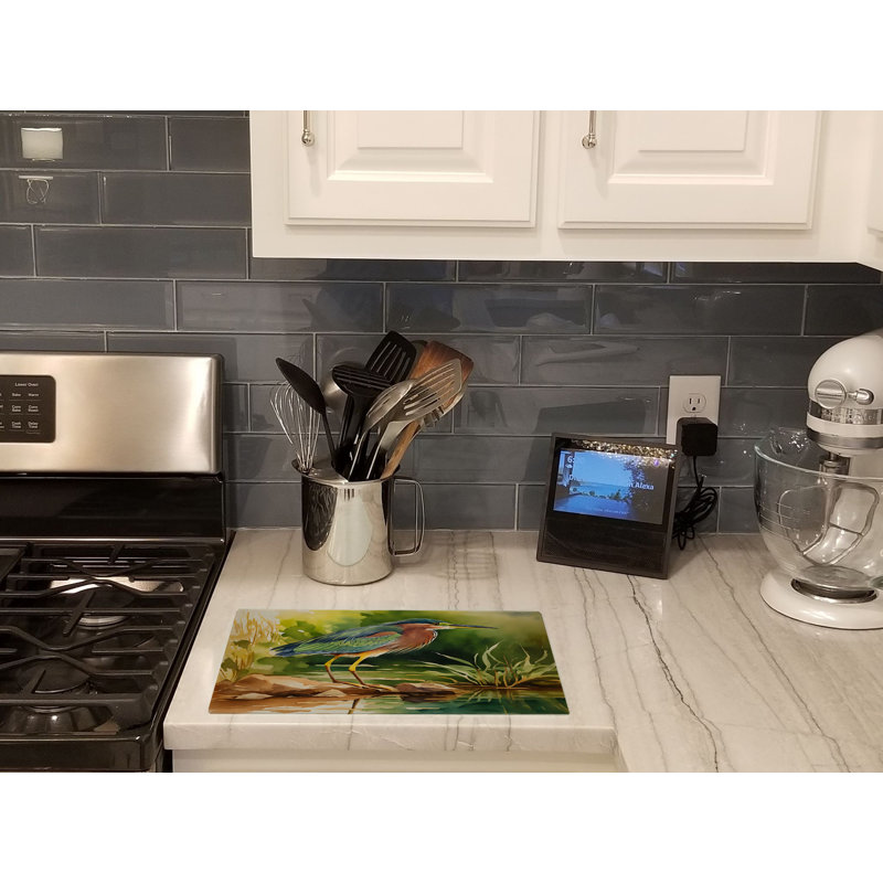 Green Heron Glass Cutting Board