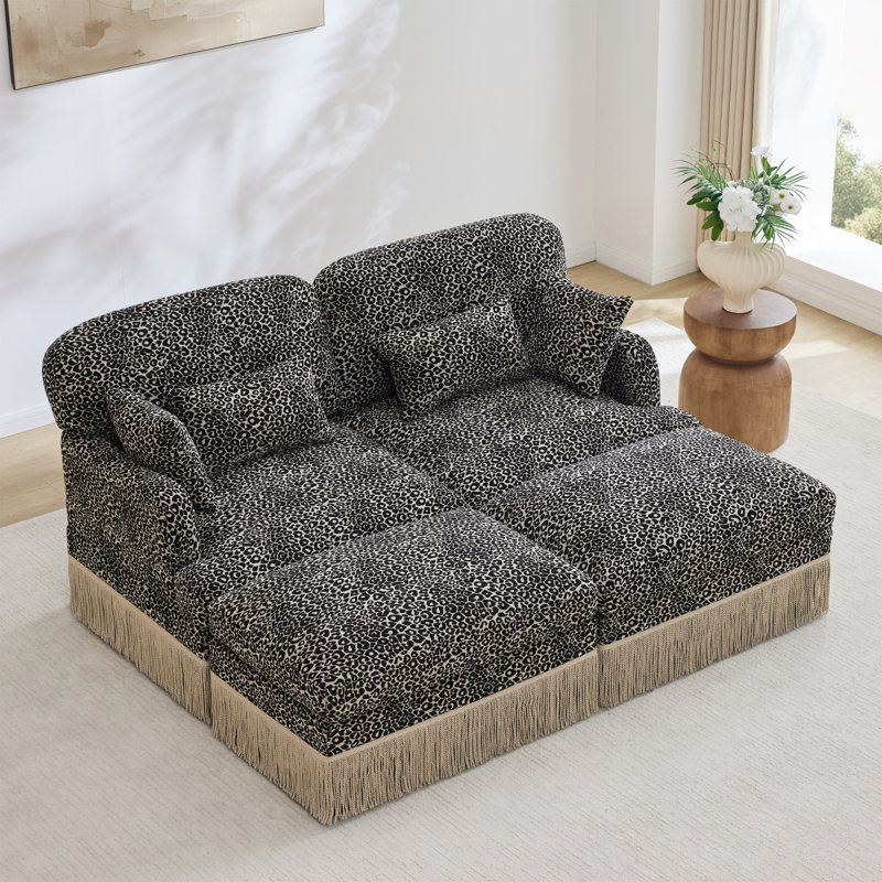 Canapé Comfy Chenille Leopard , Kaki léopard