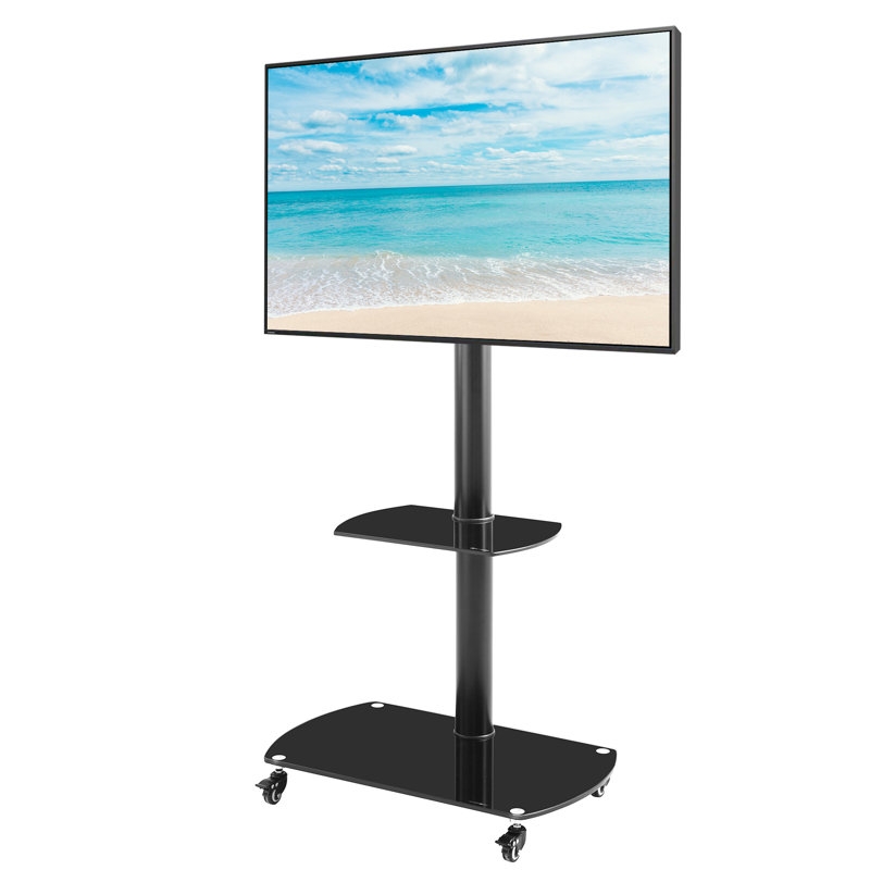 Meuble télé polyvalent et robuste en métal et en verre avec hauteur réglable, gestion des câbles et verrouillage sécuritaire pour les salons modernes