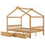 Lit plateforme double pleine grandeur (conception de toit) - tête de lit / pied de lit, 2 tiroirs de rangement, sécuritaire pour les enfants, facile à assembler - naturel-1370390408