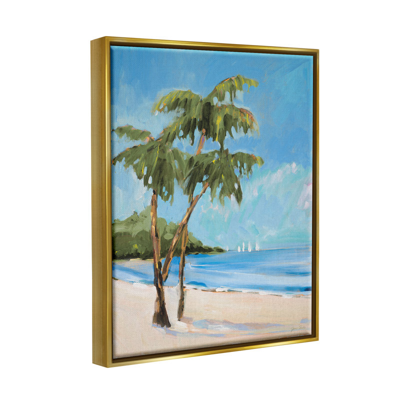 «Stupell Industries Palm Trees Beach Landscape», art mural sur toile par Jane Slivka, H 31 po x l 25 po x P 1,7 po