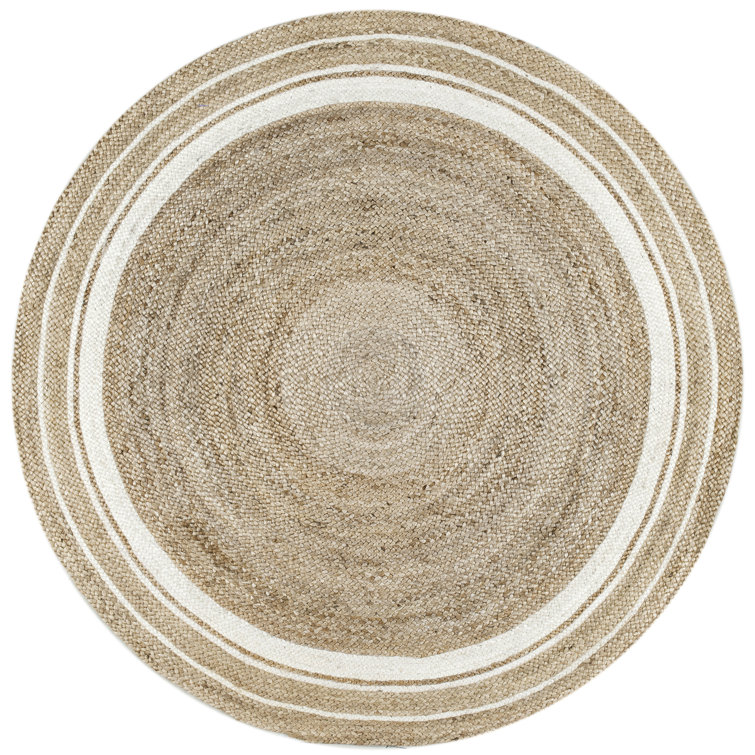 Ankita Bordered Jute Area Rug for Dining Room Living Room Kitchen, Off White/Natural