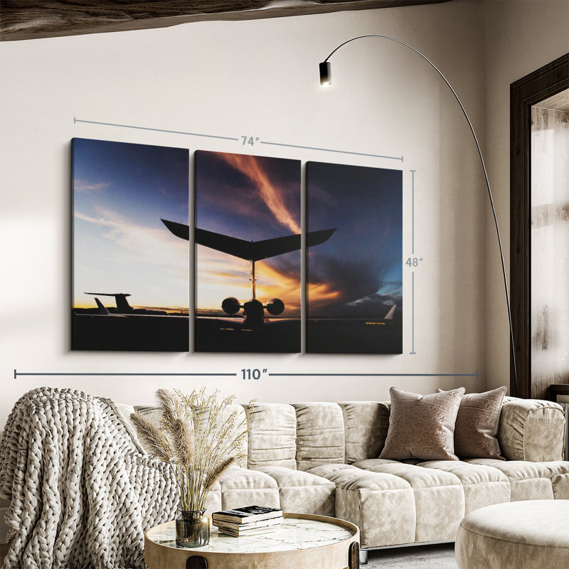 "Silhouette de jet privé" sur, H 48 po x l 74 po x P 1,25 po