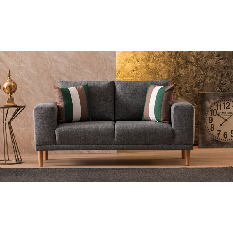 Canapé rembourré 63,8 po Hallis, 100 % polyester gris