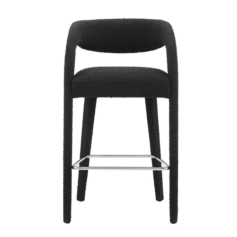 Modway Pinnacle Upholstered Stool, Silver, Black, Bar Stool (30" Seat Height)