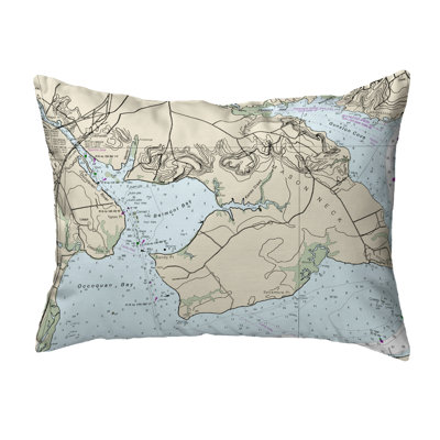 Nautical Map Outdoor Reversible Throw Pillow