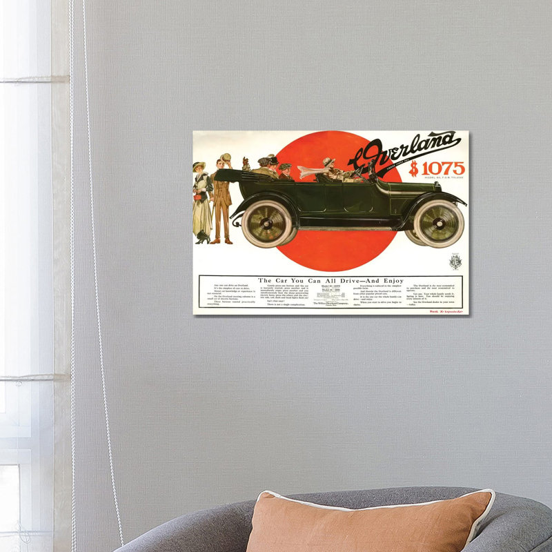 1915 Willys-Overland II Advert 1 Piece Wrapped Canvas Wall Art, 45.72cm H x 66.04cm W